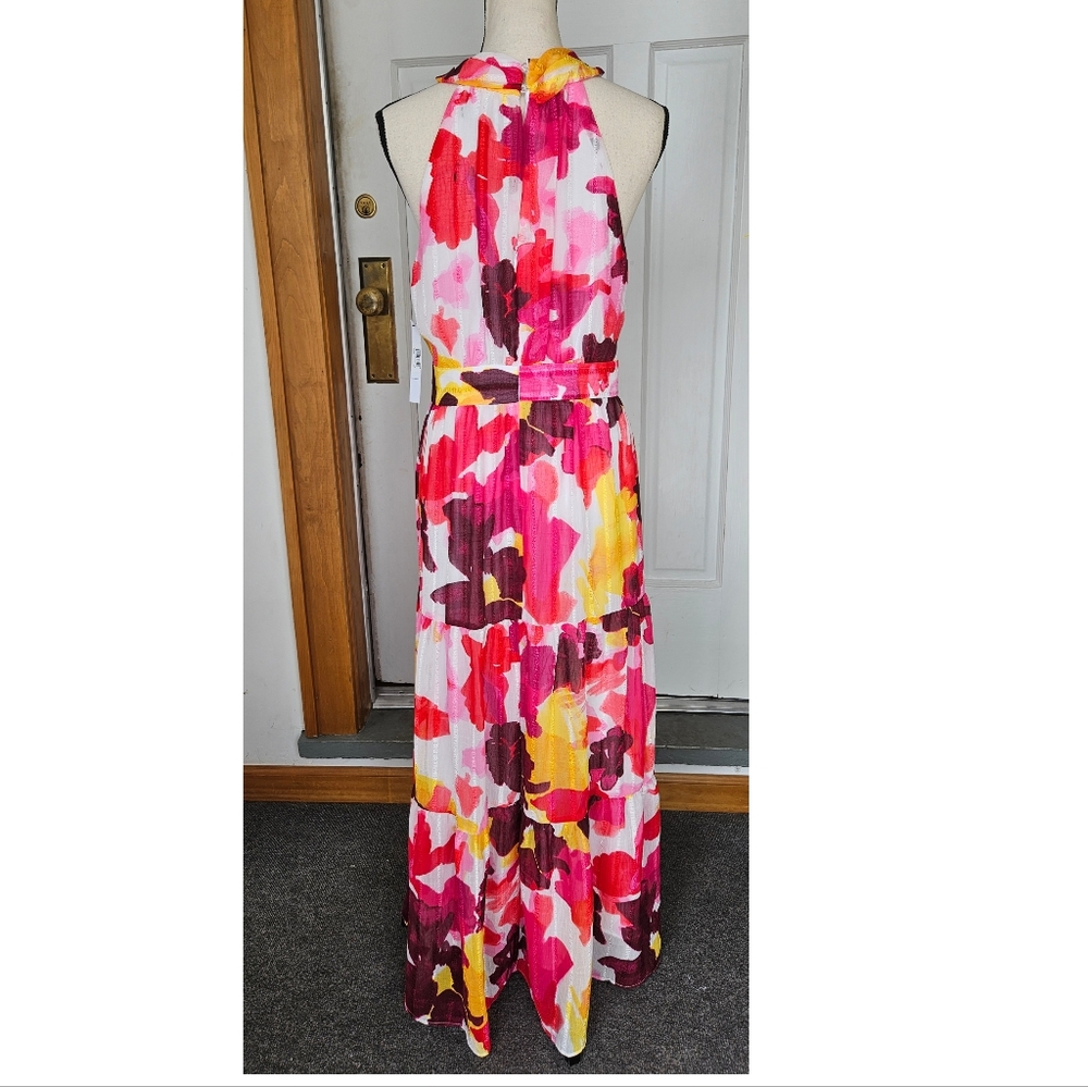 NWT Maggy London Criss-Cross Halter Tiered Maxi Dress, Size 10 - Picture 8 of 17